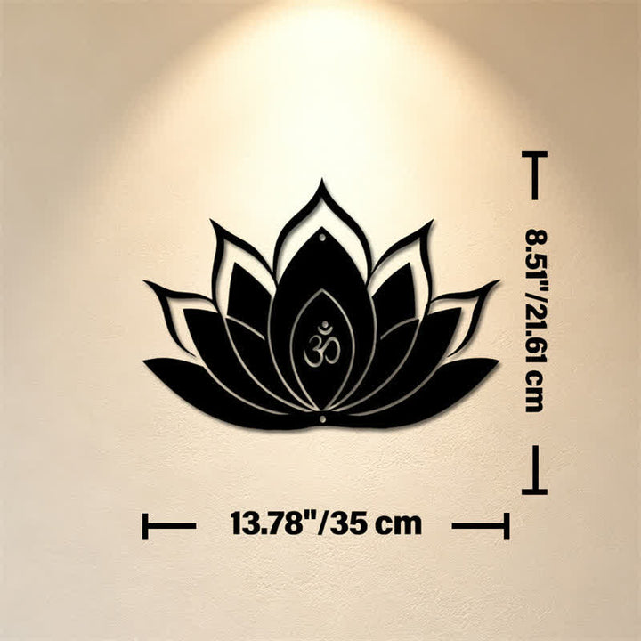 Buddha Stones Lotus OM Achtsamkeit Zen Silhouette Eisen Bedeutungsvolle Symbole Wandkunst - Ca. 35 cm x 21,61 cm x 0,1 cm / 13,78 Zoll x 8,51 Zoll x 0,04 Zoll - image 6