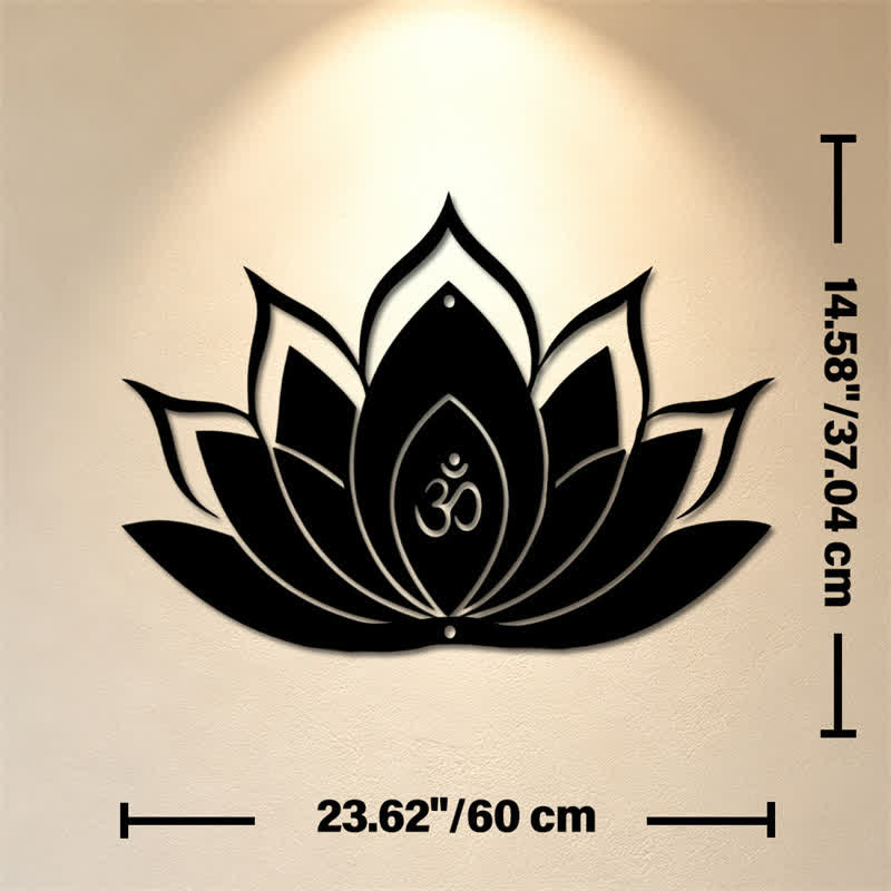 Buddha Stones Lotus OM Achtsamkeit Zen Silhouette Eisen Bedeutungsvolle Symbole Wandkunst - Ca. 60 cm x 37,04 cm x 0,12 cm / 23,62 Zoll x 14,58 Zoll x 0,05 Zoll - image 12