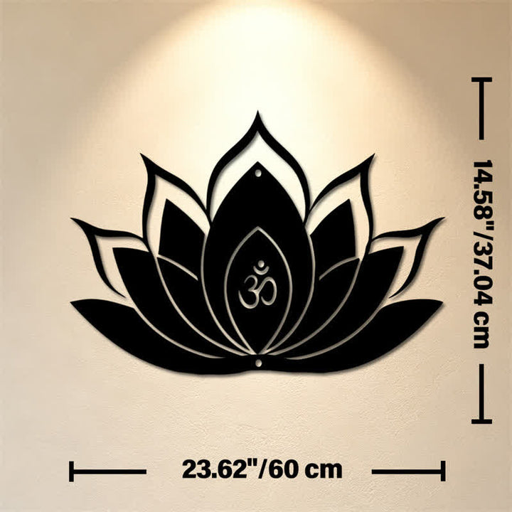 Buddha Stones Lotus OM Achtsamkeit Zen Silhouette Eisen Bedeutungsvolle Symbole Wandkunst - Ca. 60 cm x 37,04 cm x 0,12 cm / 23,62 Zoll x 14,58 Zoll x 0,05 Zoll - image 12