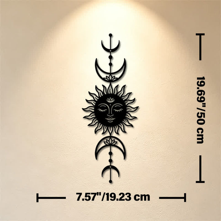 Buddha Stones Boho-Wandkunst mit Sonne, Mond, Lotusblume, Intuition, Eisen – Bedeutungsvolle Symbole - Schwarz - Ca. 19,23 cm x 50 cm x 0,12 cm / 7,57 Zoll x 19,69 Zoll x 0,05 Zoll - image 8