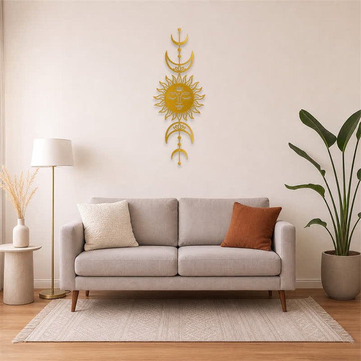 Buddha Stones Boho-Wandkunst mit Sonne, Mond, Lotusblume, Intuition, Eisen – Bedeutungsvolle Symbole - image 23