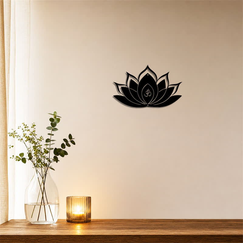Buddha Stones Lotus OM Achtsamkeit Zen Silhouette Eisen Bedeutungsvolle Symbole Wandkunst - image 4