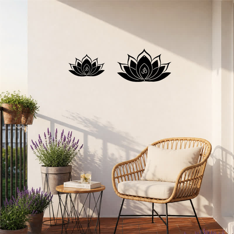 Buddha Stones Lotus OM Achtsamkeit Zen Silhouette Eisen Bedeutungsvolle Symbole Wandkunst - image 2