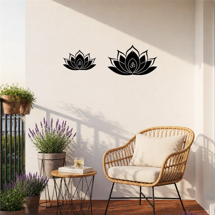 Buddha Stones Lotus OM Achtsamkeit Zen Silhouette Eisen Bedeutungsvolle Symbole Wandkunst - image 2