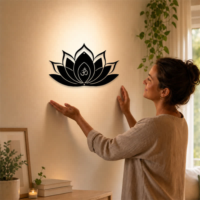 Buddha Stones Lotus OM Achtsamkeit Zen Silhouette Eisen Bedeutungsvolle Symbole Wandkunst - image 10