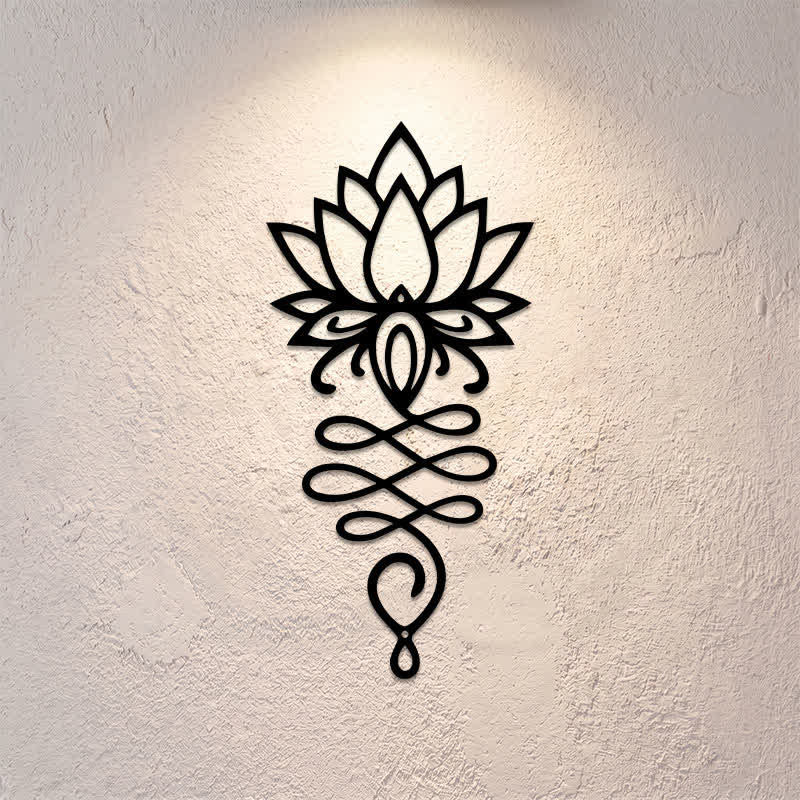 Buddha Stones Wandbild aus mattschwarzem Lotus-Metall mit Symbolen der Aufklärung und Bedeutung - image 0