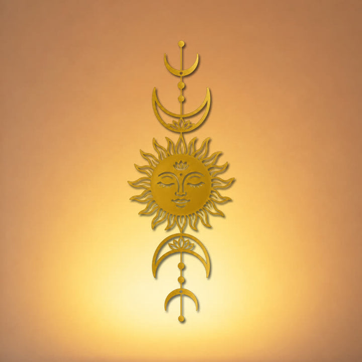 Buddha Stones Boho-Wandkunst mit Sonne, Mond, Lotusblume, Intuition, Eisen – Bedeutungsvolle Symbole - image 12
