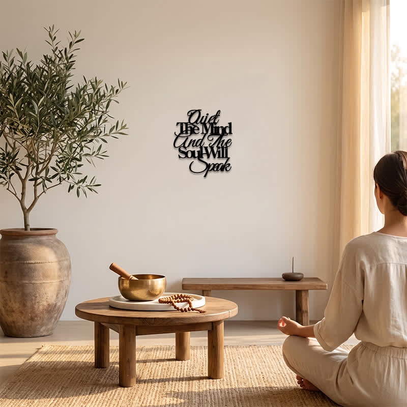 Buddha Stones Ruhe den Geist, und die Seele wird sprechen. Schwarzes Eisenmetall – bedeutungsvolle Symbole als Wandkunst - image 5