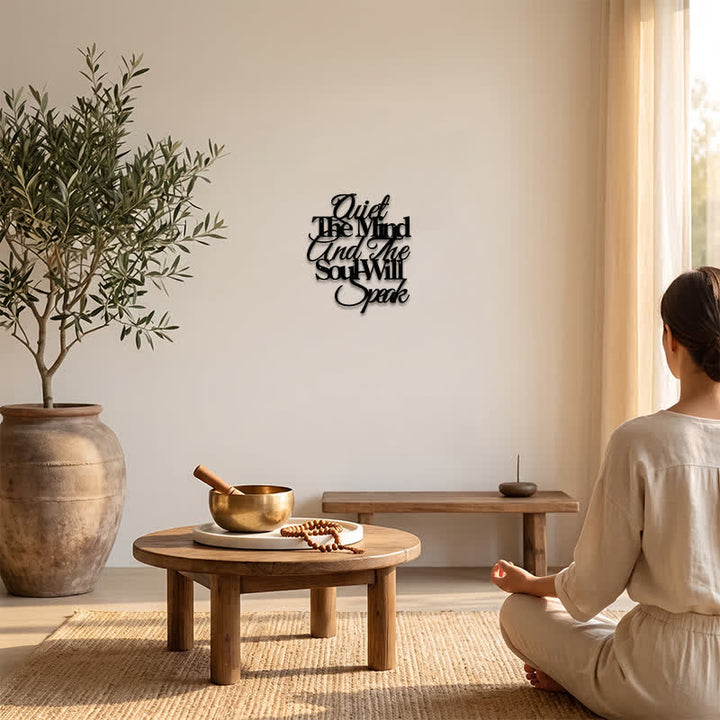 Buddha Stones Ruhe den Geist, und die Seele wird sprechen. Schwarzes Eisenmetall – bedeutungsvolle Symbole als Wandkunst - image 5