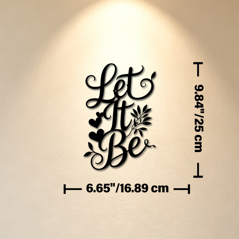 Buddha Stones Let It Be Schriftzug-Schild aus Eisenmetall mit bedeutungsvollen Symbolen – Wandkunst - Ca. 16,89 cm x 25 cm x 0,1 cm / 6,65 Zoll x 9,84 Zoll x 0,04 Zoll - image 2