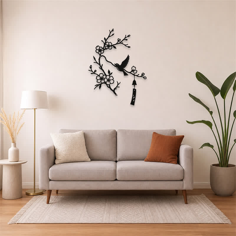 Buddha Stones Wandkunst aus Eisen: Vogel- und Blütenzweig – Bedeutungsvolle Symbole - image 12