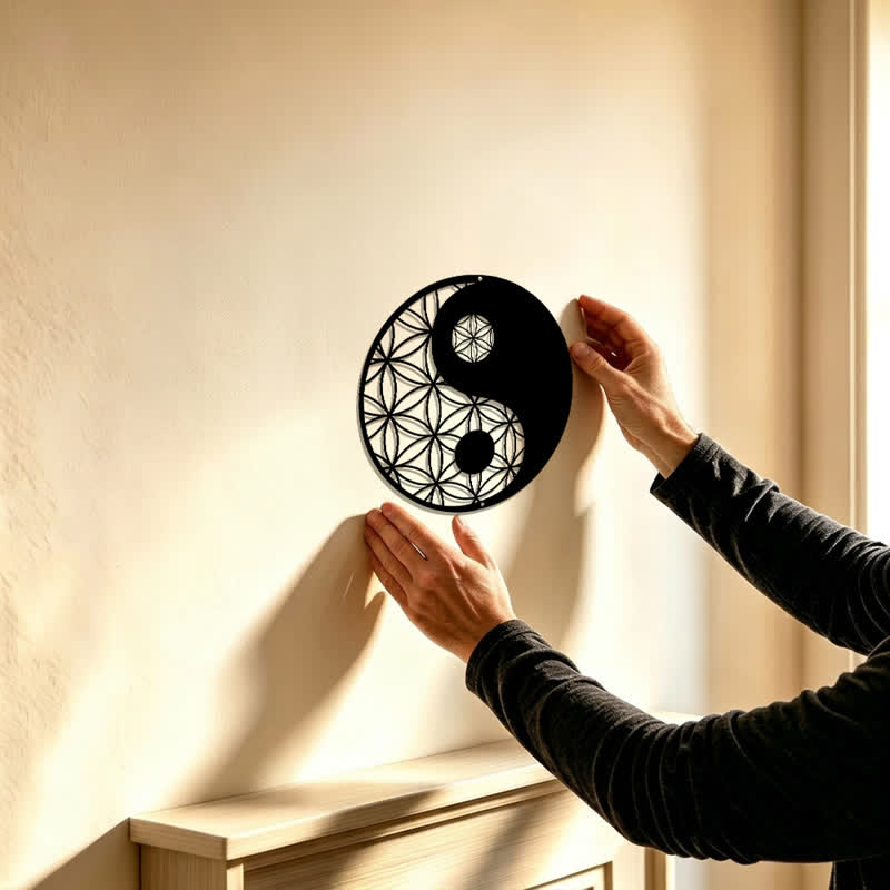 Buddha Stones Minimalistische Wanddekoration aus Eisen im Yin-Yang-Balance-Stil - image 1
