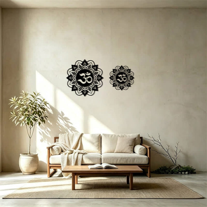 Buddha Stones Rundes Wanddekor aus Eisen, Mandala mit heiligem OM-Symbol für Achtsamkeit - image 15