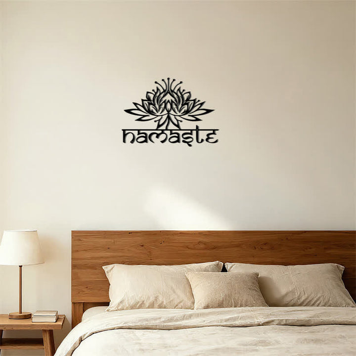 Buddha Stones Schwarze Lotusblume „Namaste Peace“ – Wanddekoration aus Metall - image 11