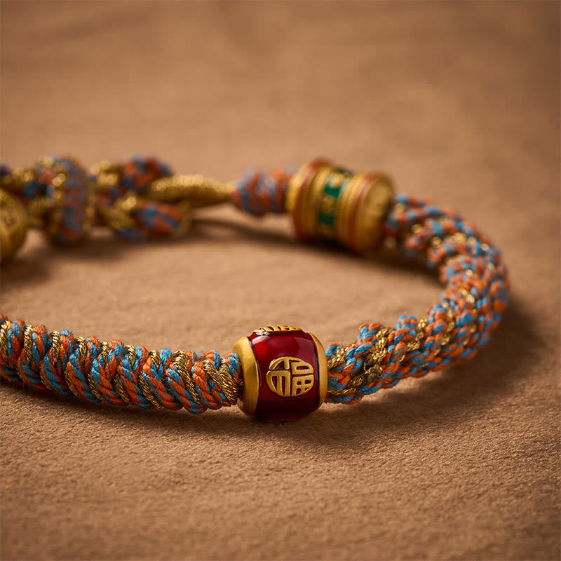 Buddha Stones Om Mani Padme Hum – Handgewebtes Weisheitsarmband mit tibetischen Fu-Zeichen - image 4