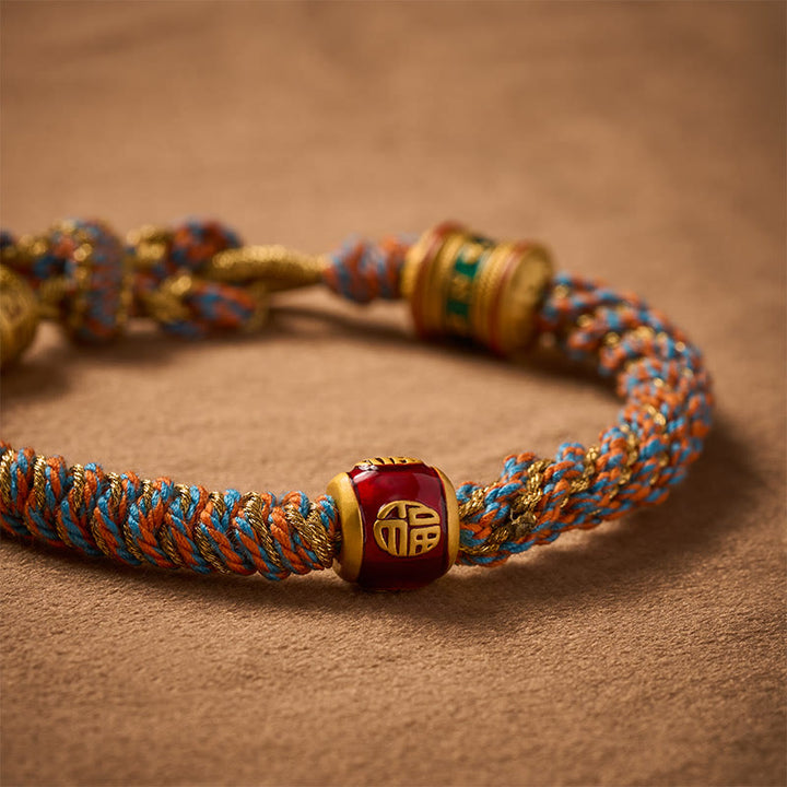 Buddha Stones Om Mani Padme Hum – Handgewebtes Weisheitsarmband mit tibetischen Fu-Zeichen - image 4