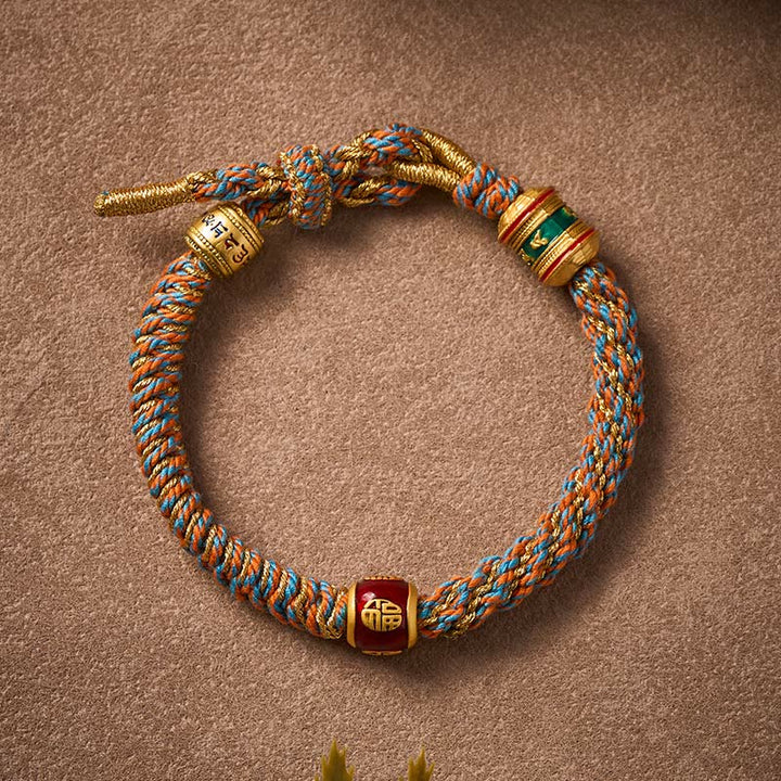 Buddha Stones Om Mani Padme Hum – Handgewebtes Weisheitsarmband mit tibetischen Fu-Zeichen - image 3