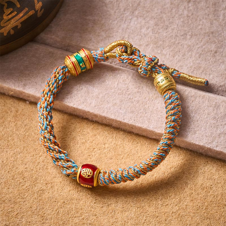 Buddha Stones Om Mani Padme Hum – Handgewebtes Weisheitsarmband mit tibetischen Fu-Zeichen - image 2
