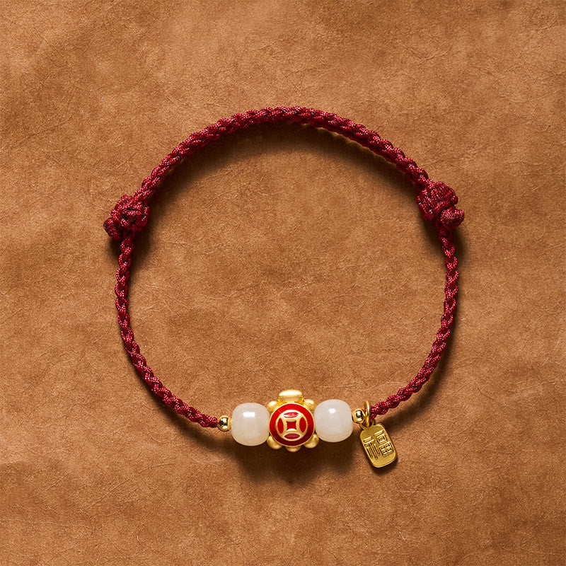 Buddha Stones Schildkrötenrotes, handgewebtes Armband aus Schnüren - Rot - image 0
