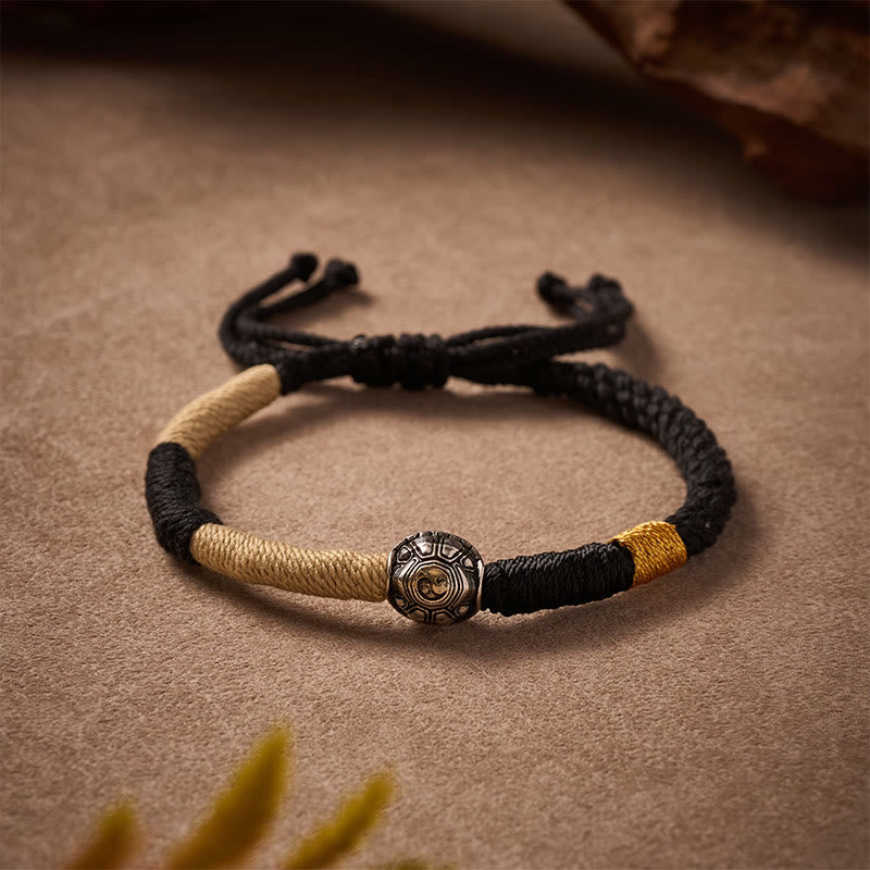 Buddha Stones Messing-Yinyang-Schildkröten-Armband mit schwarzer Schnur, handgewebt, Weisheitsarmband - Schildkröte (Weisheit ♥ Ausdauer) - image 0