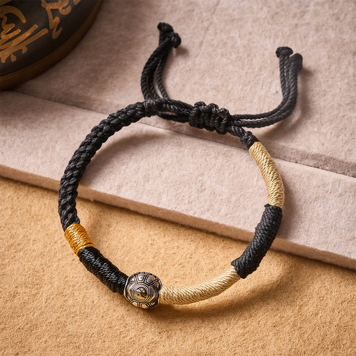 Buddha Stones Messing-Yinyang-Schildkröten-Armband mit schwarzer Schnur, handgewebt, Weisheitsarmband - image 3