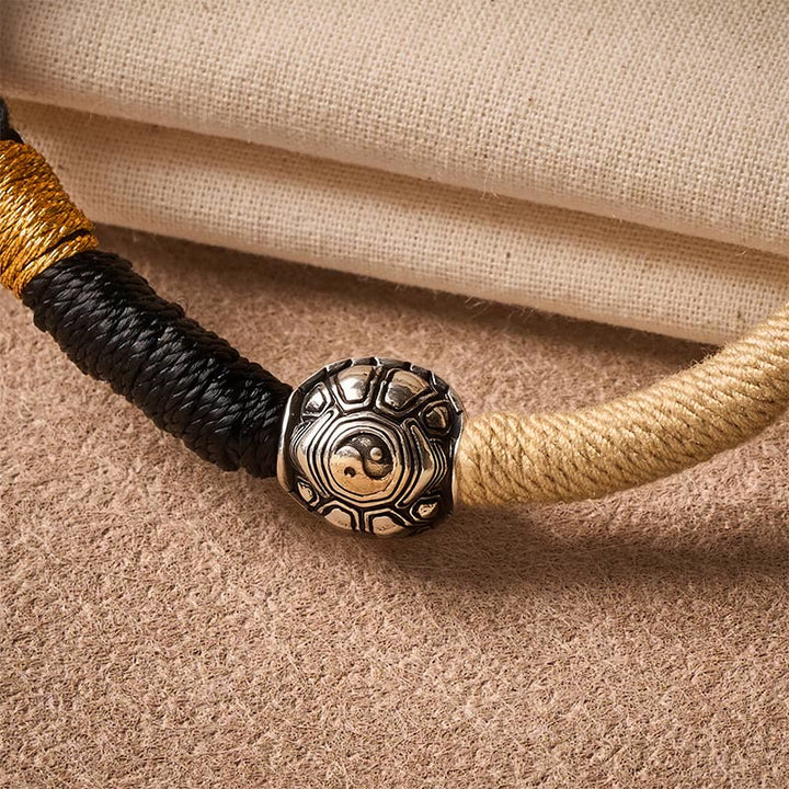 Buddha Stones Messing-Yinyang-Schildkröten-Armband mit schwarzer Schnur, handgewebt, Weisheitsarmband - image 5