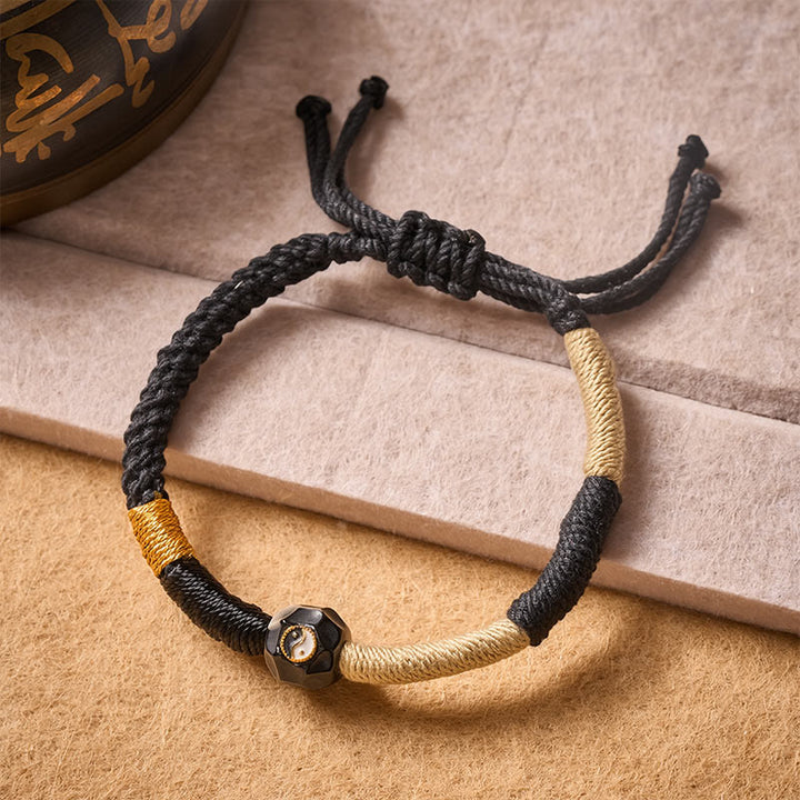 Buddha Stones Schwarzes und weißes Feuerachat-Bastelarmband - YIN YANG (Gleichgewicht ♥ Harmonie) - image 0