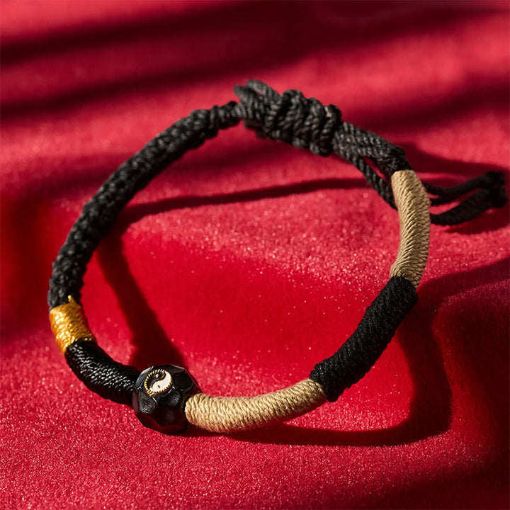 Buddha Stones Schwarzes und weißes Feuerachat-Bastelarmband - image 1