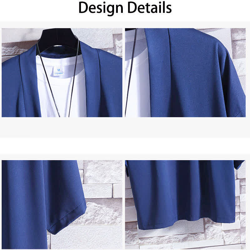Buddha Stones, einfarbige, offene Herren-Kimono-Jacke - image 23