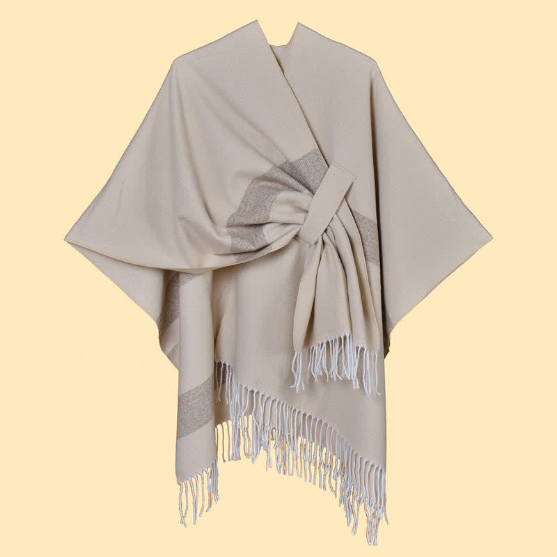 Buddha Stones Herbst-Winter-Schal im Boho-Stil mit Streifen, Quasten und Schnallen - image 40