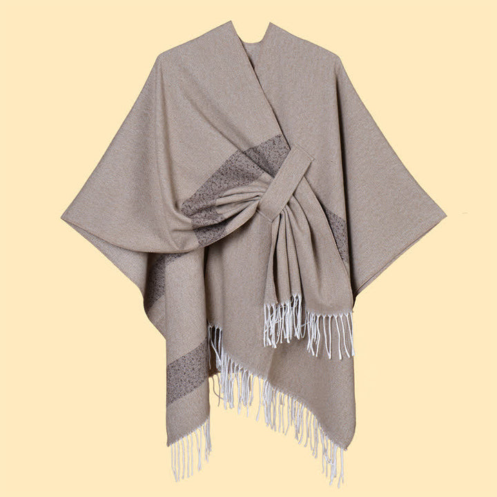 Buddha Stones Herbst-Winter-Schal im Boho-Stil mit Streifen, Quasten und Schnallen - image 33