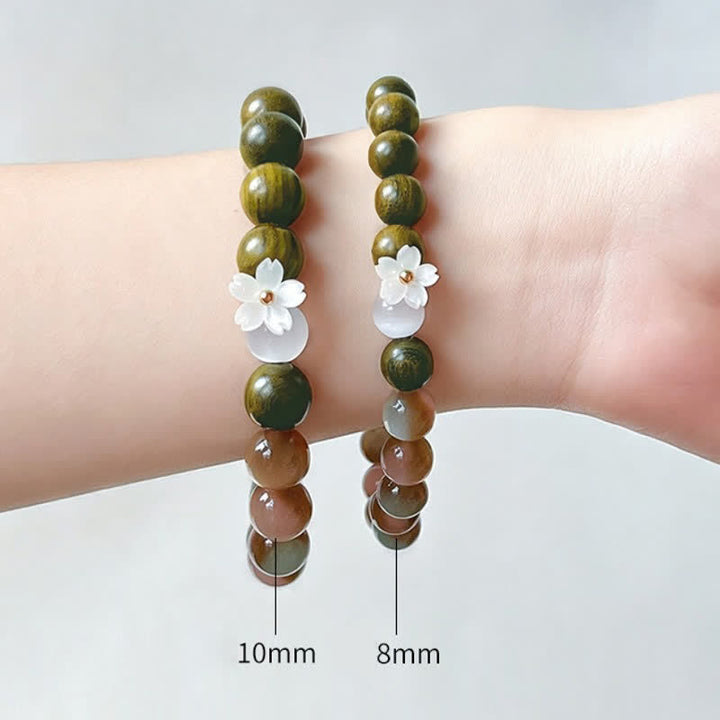 Buddha Stones Armband mit grünem Sandelholz-Katzenaugenblumen-Anhänger - image 10