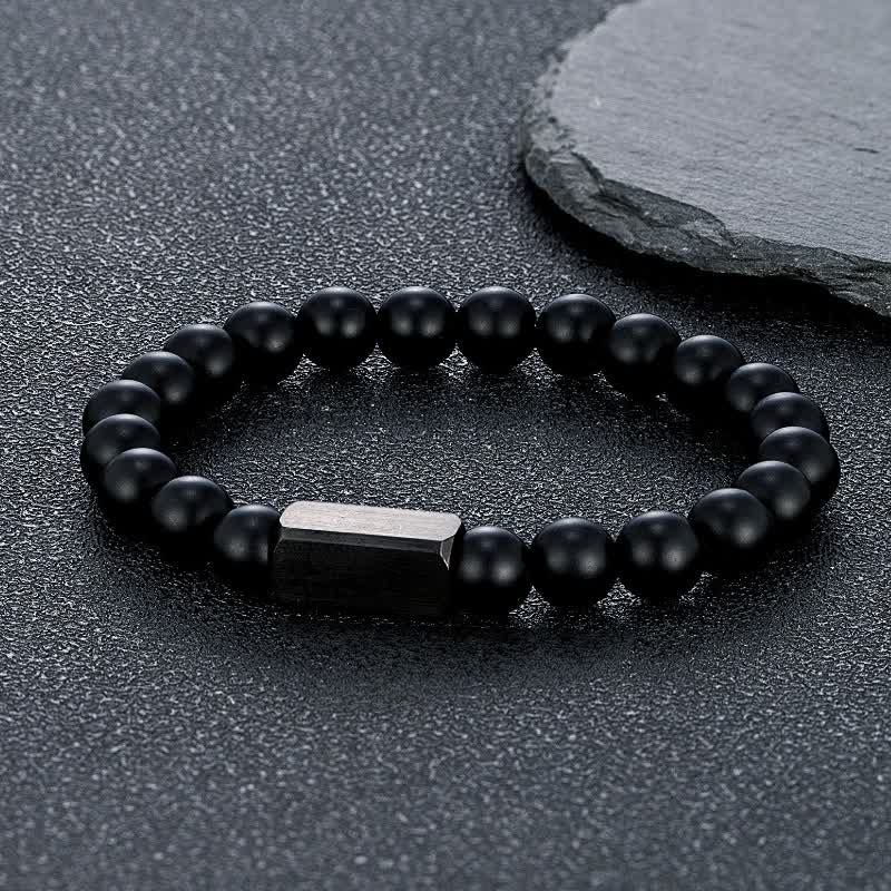 Buddha Stones Armband aus Titanstahl mit schwarzen Goldflusssteinen - Frosted Stone (Balance ♥ Heilung) - 8 mm - image 17