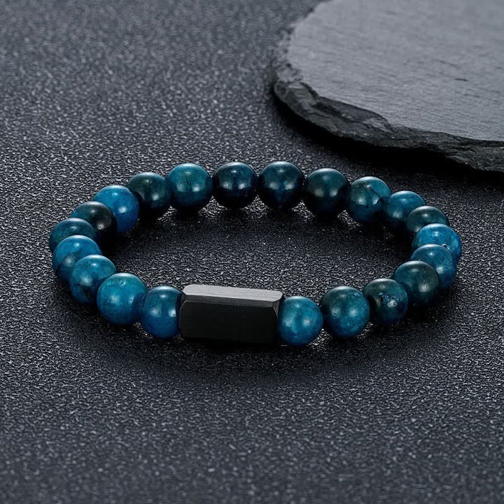 Buddha Stones Armband aus Titanstahl mit schwarzen Goldflusssteinen - Apatit (Kommunikation ♥ Kreativität) - 8 mm - image 7