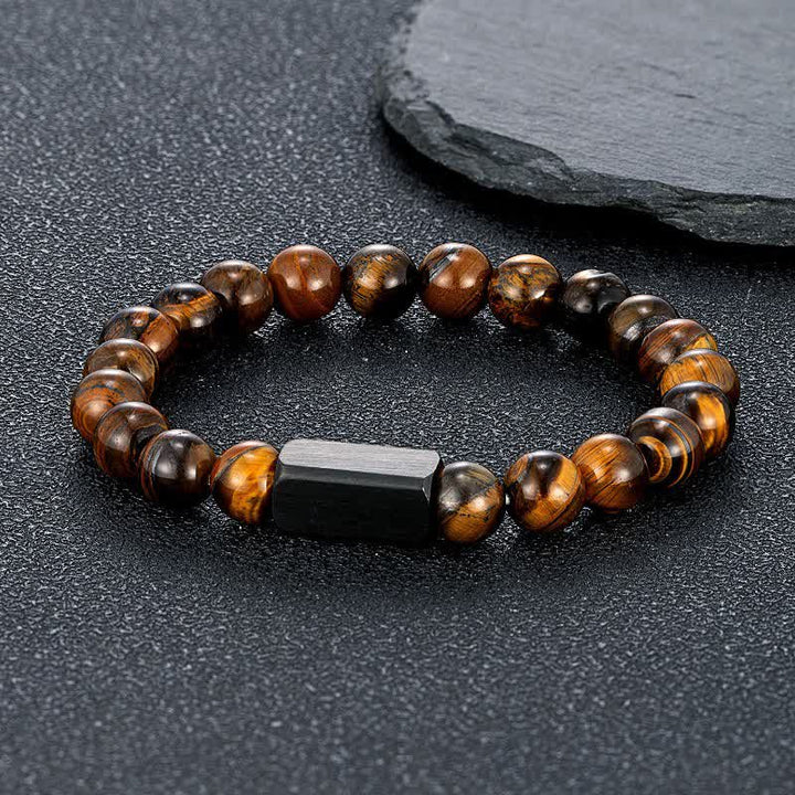 Buddha Stones Armband aus Titanstahl mit schwarzen Goldflusssteinen - Tigerauge (Selbstvertrauen ♥ Fokus) - 8 mm - image 11