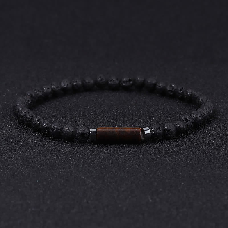 Buddha Stones Vintage 4mm Lavastein Dalmatinerjaspis Erdungsarmband - Lavagestein (Erdung ♥ Schutz) - image 0