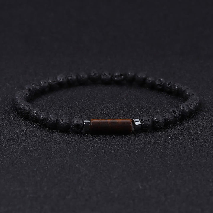 Buddha Stones Vintage 4mm Lavastein Dalmatinerjaspis Erdungsarmband - Lavagestein (Erdung ♥ Schutz) - image 0