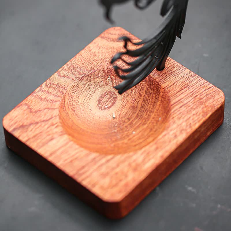Buddha Stones Räuchergefäß mit Holzsockel und Koi-Fisch-Motiv - image 9