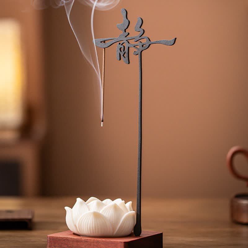 Buddha Stones Lotus Enlightenment Hängender Räuchergefäß aus Holz und Eisen - image 2