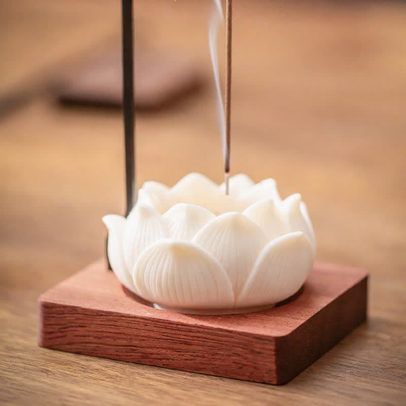 Buddha Stones Lotus Enlightenment Hängender Räuchergefäß aus Holz und Eisen - image 3