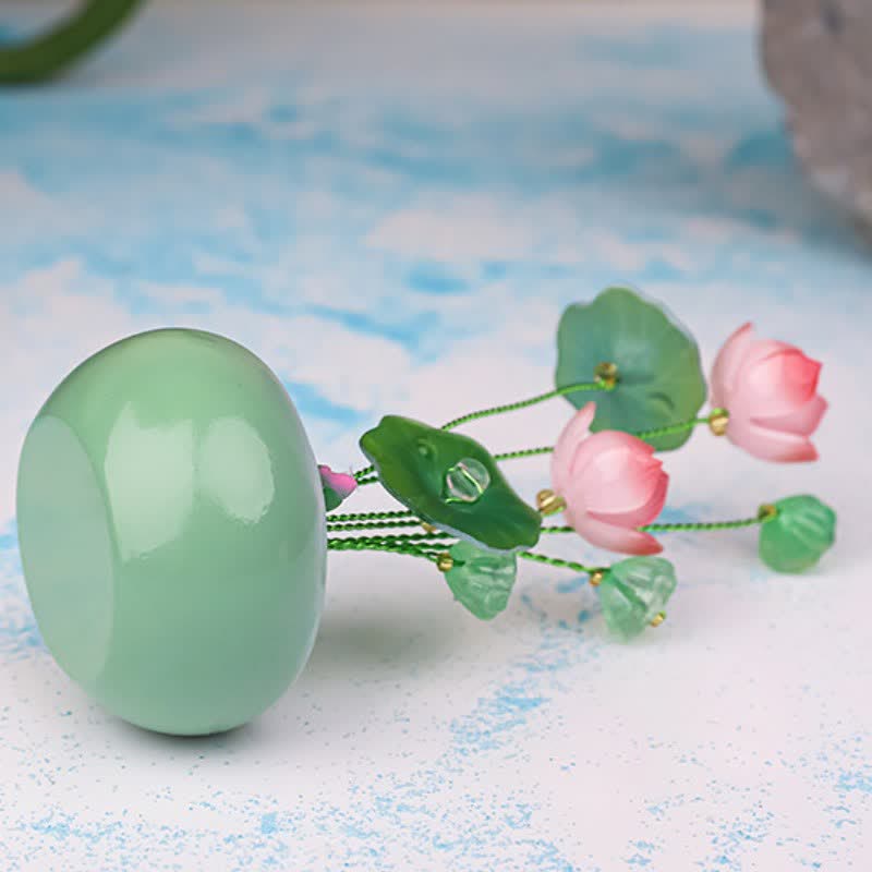 Buddha Stones Duftglas „Lotus Purity Teardrop“ aus Kunstharz – Achtsames Wohnen - image 1