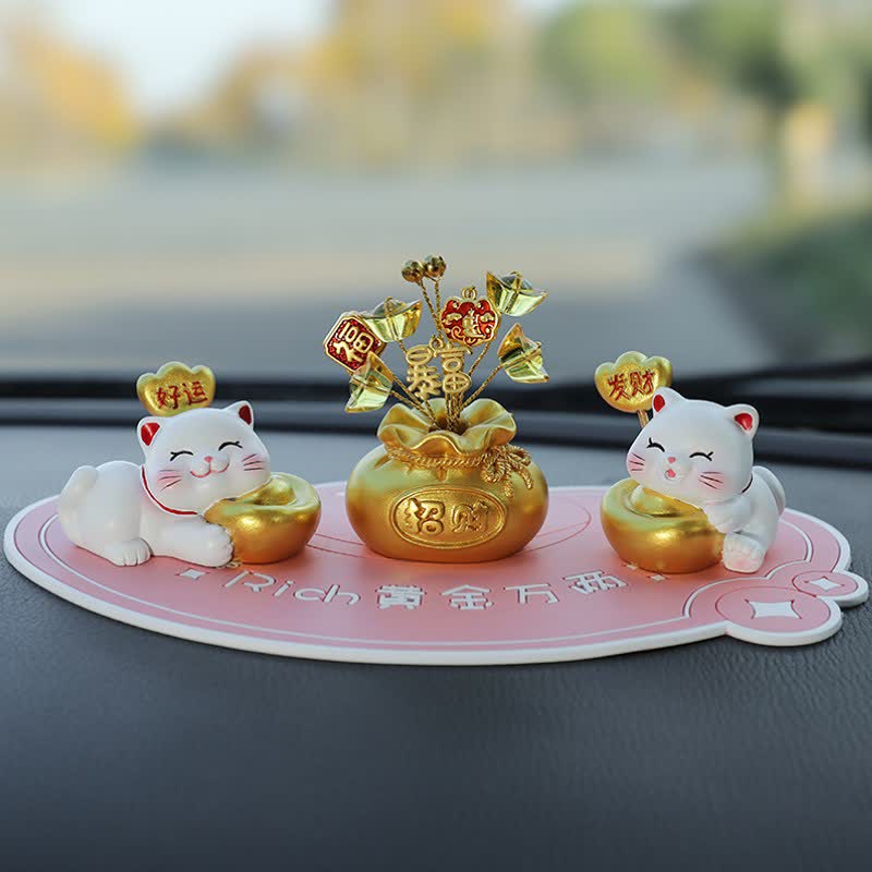 Buddha Stones Glückskatzen-Säckchen aus Kunstharz – Niedliche Tierdekoration - Viel Glück + Wohlstand + Plötzlicher Reichtum + Rosa Basis - image 9