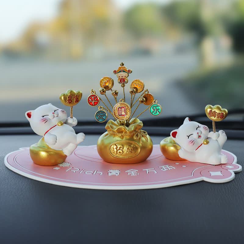 Buddha Stones Glückskatzen-Säckchen aus Kunstharz – Niedliche Tierdekoration - Plötzlicher Reichtum + Leicht verdientes Geld + Gott des Reichtums + Pink Base - image 17