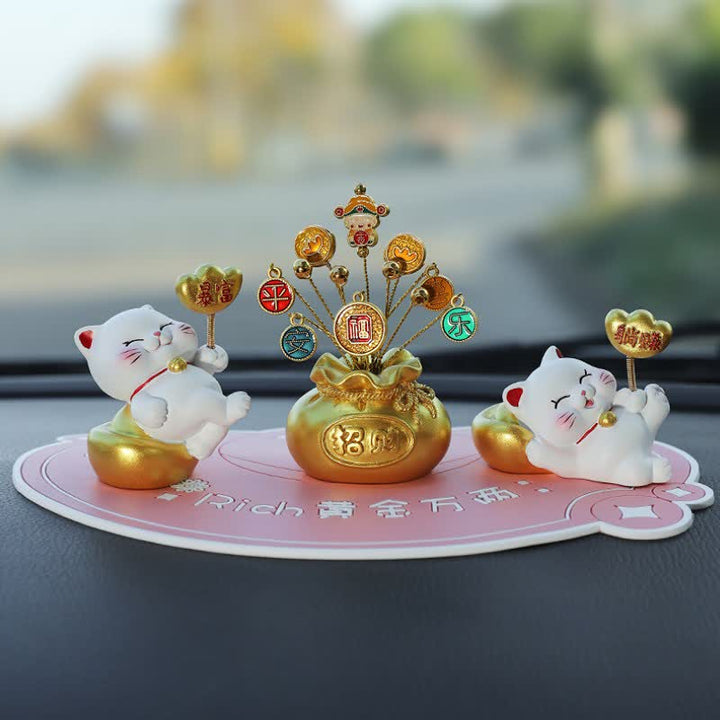 Buddha Stones Glückskatzen-Säckchen aus Kunstharz – Niedliche Tierdekoration - Plötzlicher Reichtum + Leicht verdientes Geld + Gott des Reichtums + Pink Base - image 17