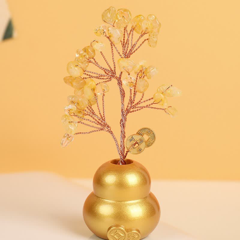 Buddha Stones Goldene Barren-Schatulle, Glückssymbole für den Tisch, Wohlstands- und Glückssymbole - Kristallbaumkürbis - image 1