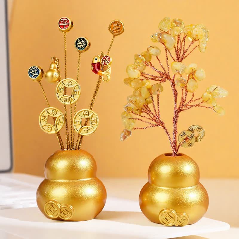 Buddha Stones Goldene Barren-Schatulle, Glückssymbole für den Tisch, Wohlstands- und Glückssymbole - image 0