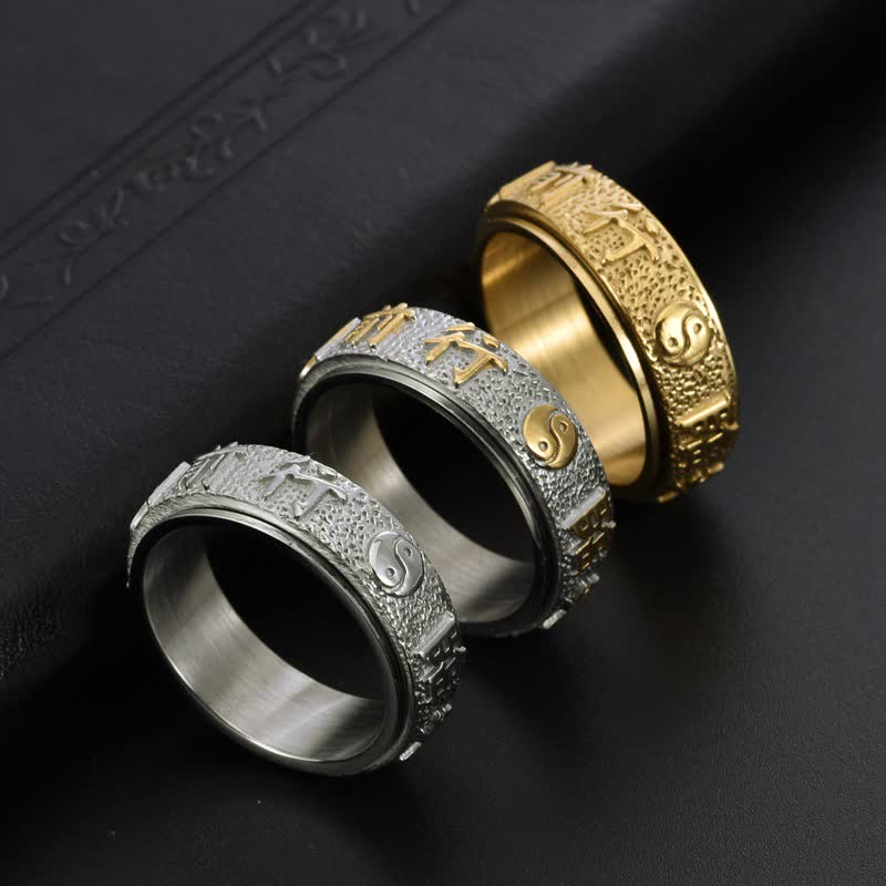Buddha Stones Rotierender Yin-Yang-Bagua-Balance-Ring aus Titanstahl - image 9