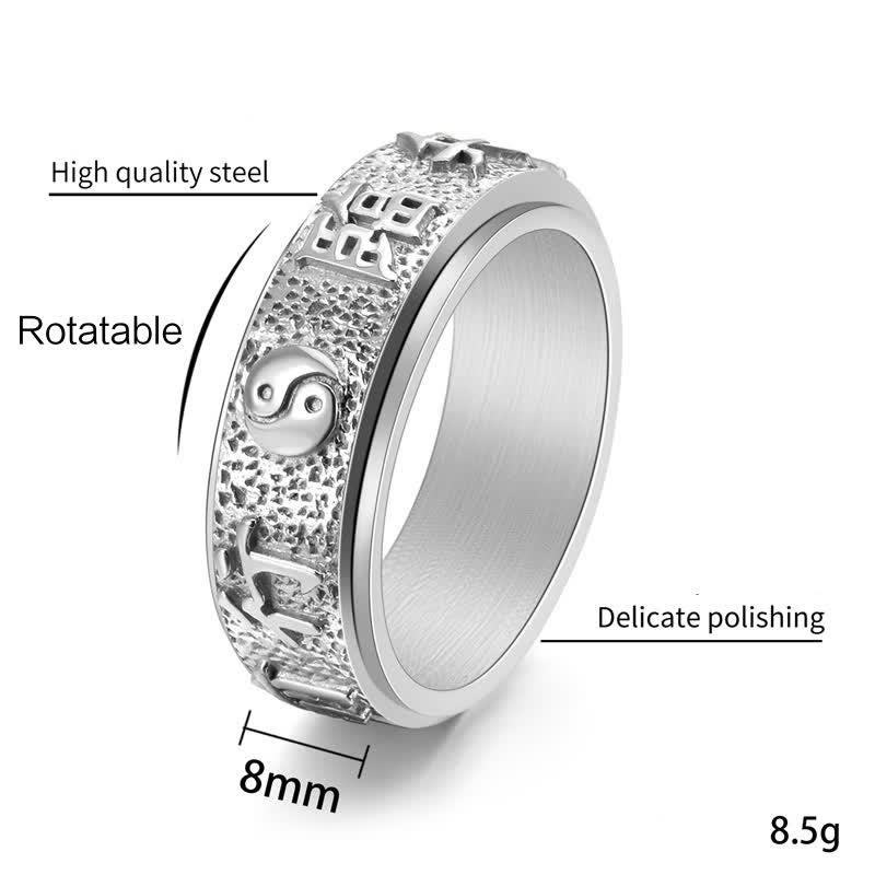 Buddha Stones Rotierender Yin-Yang-Bagua-Balance-Ring aus Titanstahl - image 4