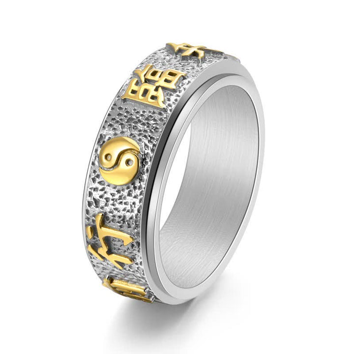 Buddha Stones Rotierender Yin-Yang-Bagua-Balance-Ring aus Titanstahl - Zweifarbig - US12 - image 0