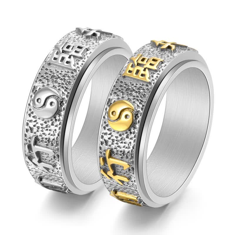 Buddha Stones Rotierender Yin-Yang-Bagua-Balance-Ring aus Titanstahl - image 8